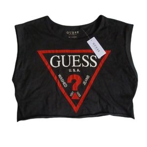 NO TAGS. Guess Black and Red Crop Top